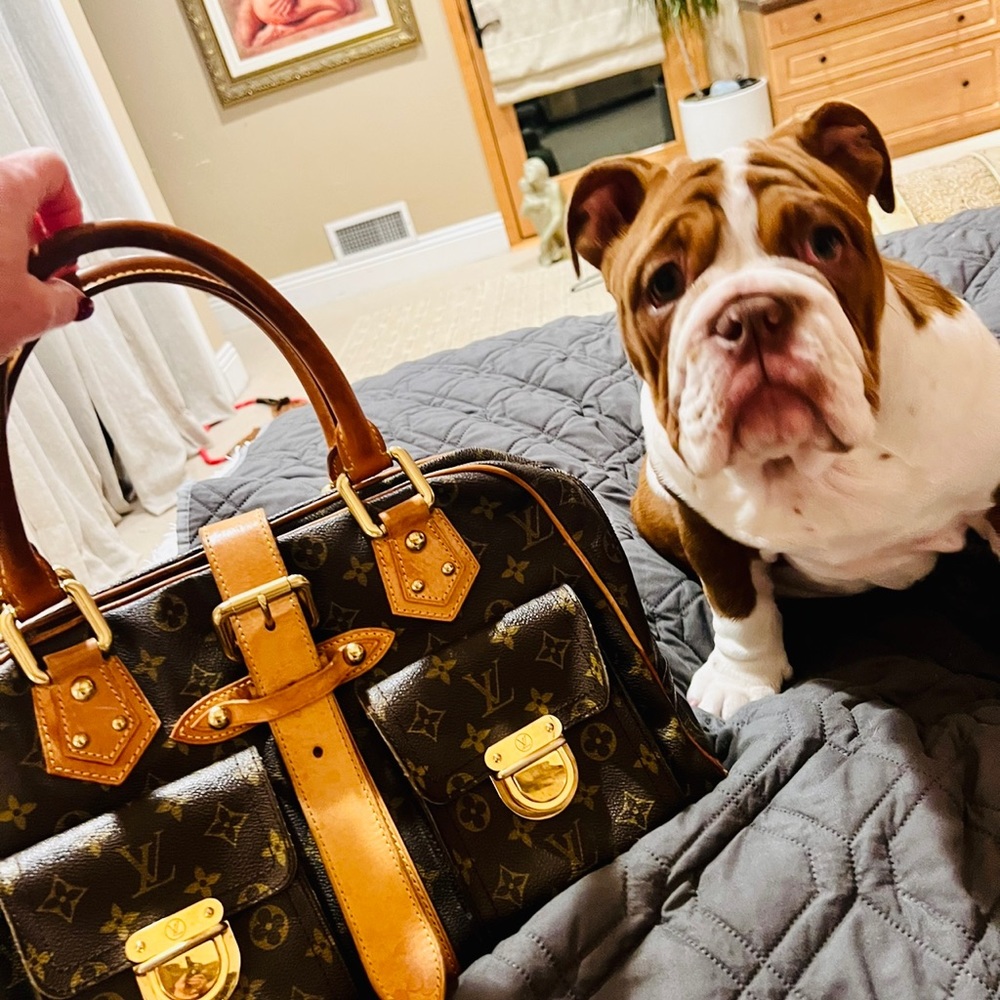 Louis Vuitton Monogram Satchel with Gold Accents